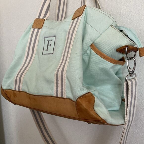 Pottery Barn Kids Canvas with Leather Bag and Removable Strap - Picture 3 of 12